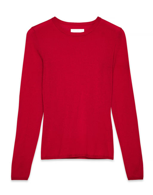 NA-KD Knitted merino wool round neck top in red, 4 of 5