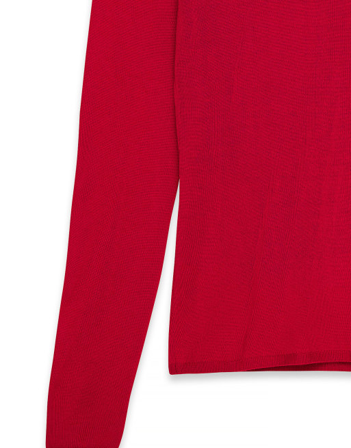 NA-KD Knitted merino wool round neck top in red, 5 of 5