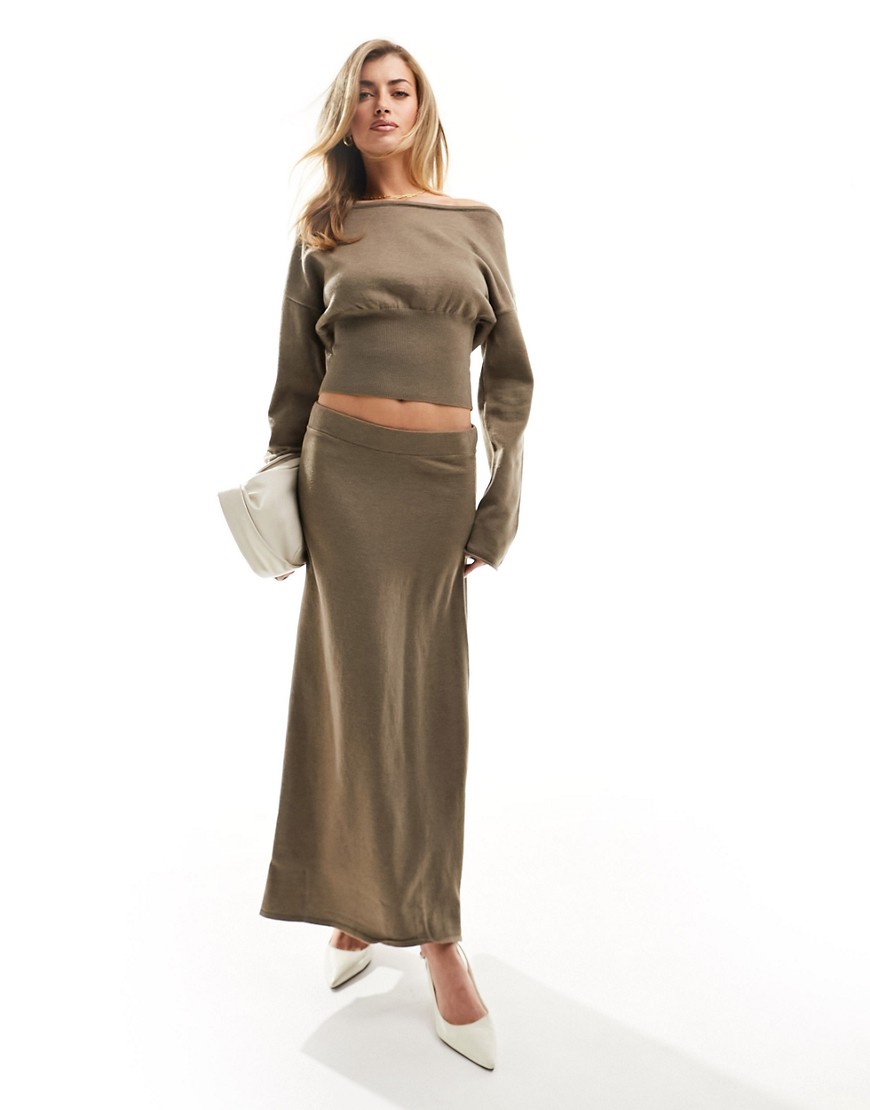 Na-kd Knitted Midi Skirt In Brown