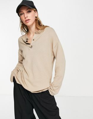 NA-KD knitted oversized sweatshirt in beige - ASOS Price Checker