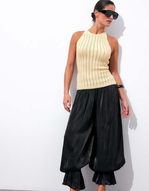NA-KD Knitted pointelle top in vanilla, 3 of 5
