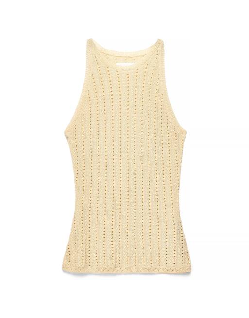 NA-KD Knitted pointelle top in vanilla, 5 of 5