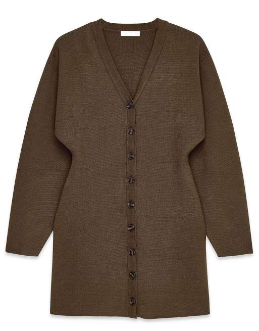 NA-KD Knitted sculptural mini dress in brown, 4 of 5