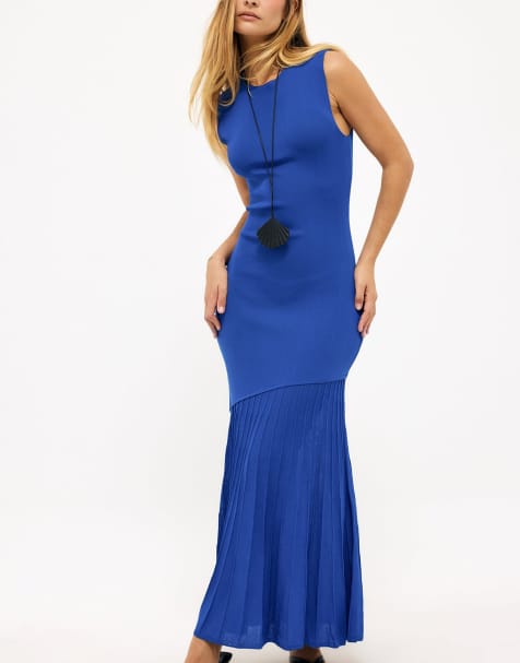 NA-KD Knitted sleeveless combined dress in cobalt - view 1
