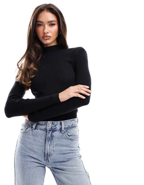 Womens Casual Fashion High Neck Crop Top Zip Detail Ribbed Stone