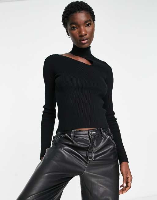 Turtleneck with clearance cutout shoulders