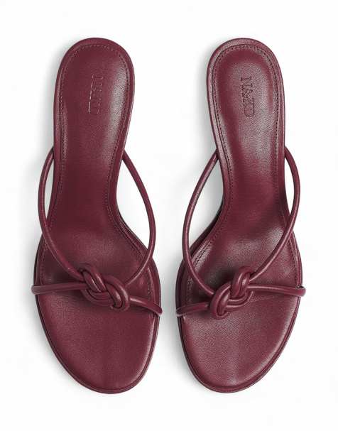 NA-KD Knot detail heels in burgundy - view 1