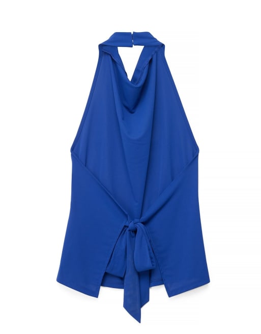 NA-KD Kristine bennigsen - halterneck tie back top in cobalt, 5 of 5