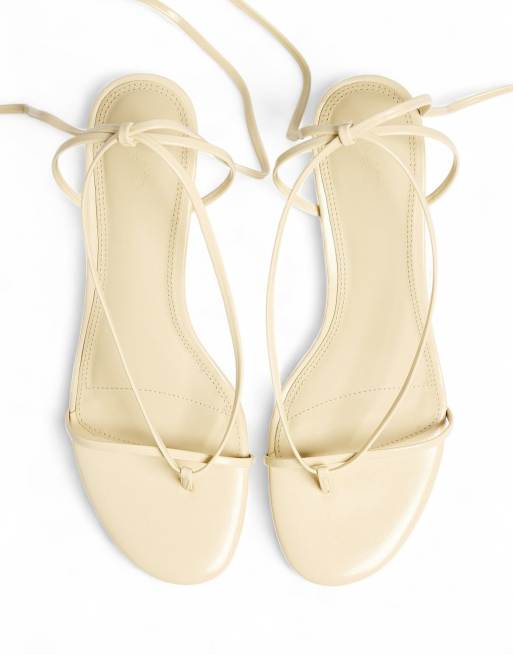 NA-KD Kristine bennigsen - strappy tie heels in light yellow, 3 of 5