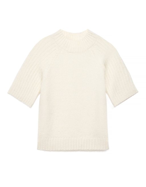 NA-KD kurzärmeliger Strickpullover im Wollmix in Wollweiß, 5 von 5