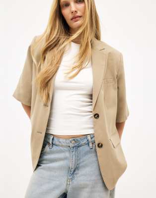 Kurzärmliger Blazer in Taupe-Neutral Neutral 32