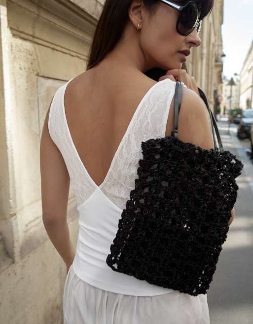 NA-KD Lace detail singlet in white, 2 of 5
