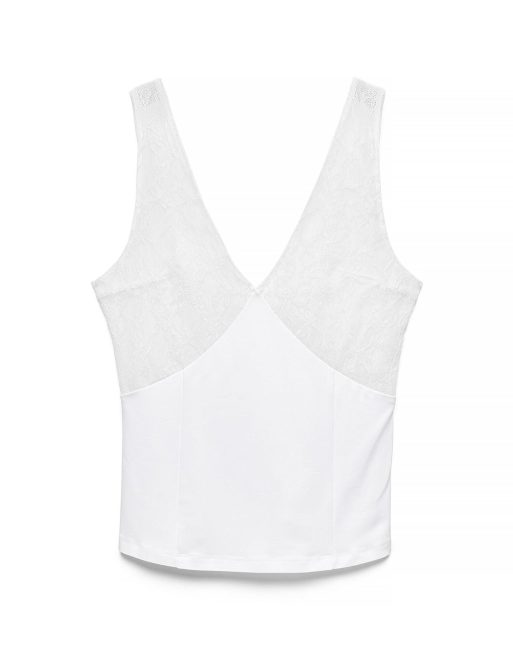 NA-KD Lace detail singlet in white, 5 of 5