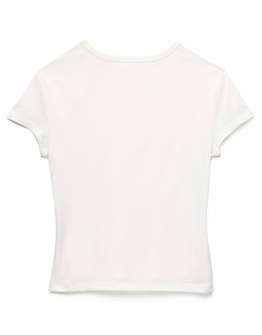 NA-KD Lace insert baby tee in white, 4 of 5
