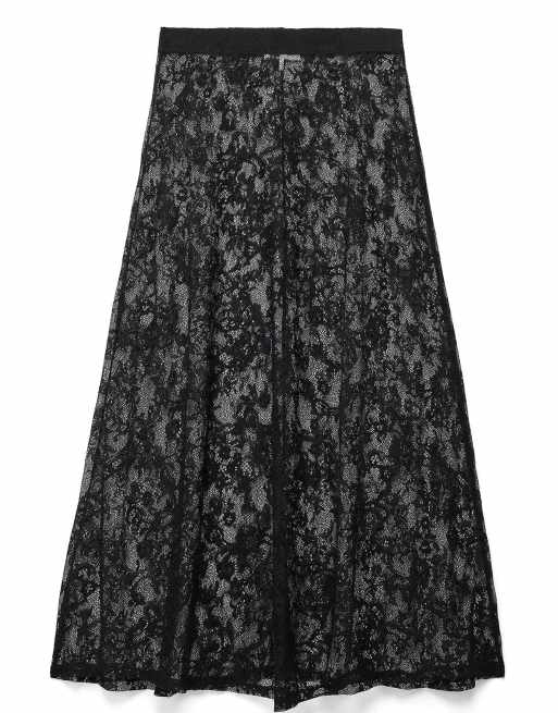NA-KD Lace maxi skirt in black, 5 of 5