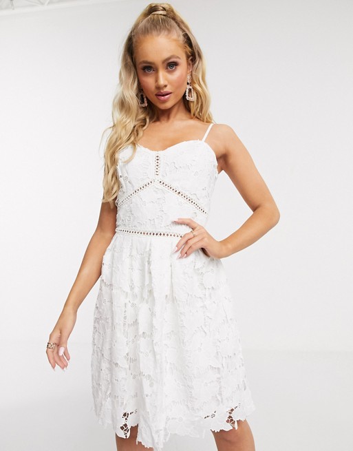 NA-KD lace midi dress in white