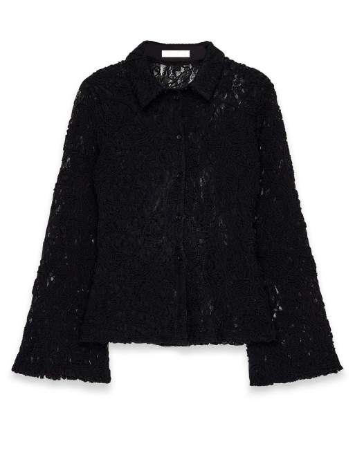 NA-KD Lace shirt in black, 5 of 5