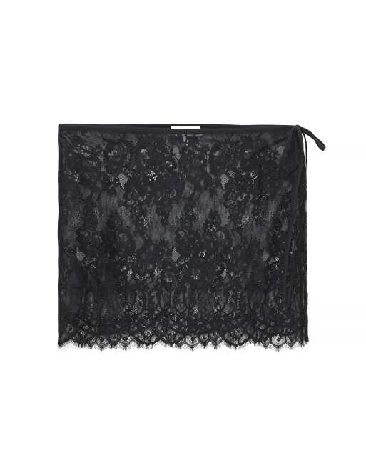 NA-KD Lace tie skirt in black, 4 of 5