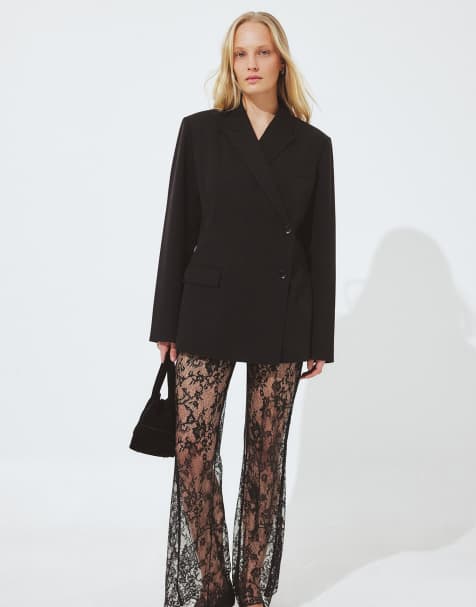 NA-KD Lace trousers in black - view 1