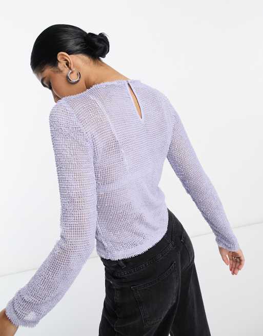 NA-KD ladder knit sweater in lilac