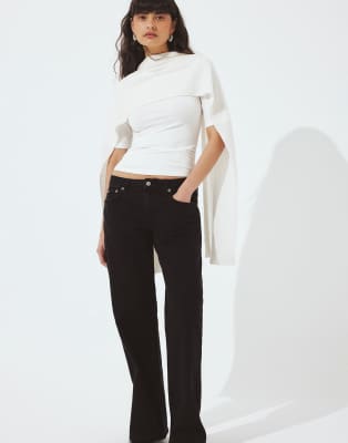 Lane - Jeans in verwaschenem Schwarz mit niedrigem Bund Schwarz 46