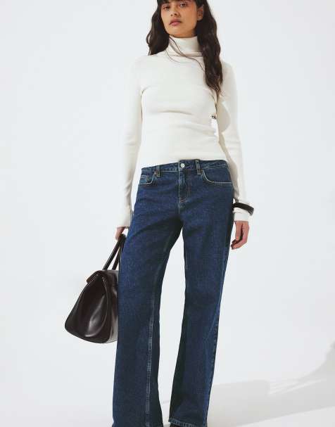 NA-KD Lane low waist jeans in dark blue - view 1