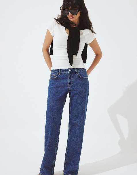 NA-KD Lane low waist jeans in mid blue - view 1