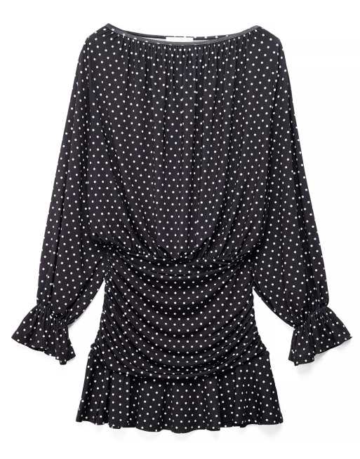 NA-KD langärmeliges Jersey-Minikleid mit weißen Punkten, 4 von 5