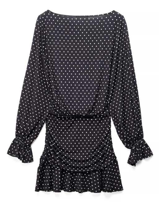 NA-KD langärmeliges Jersey-Minikleid mit weißen Punkten, 5 von 5