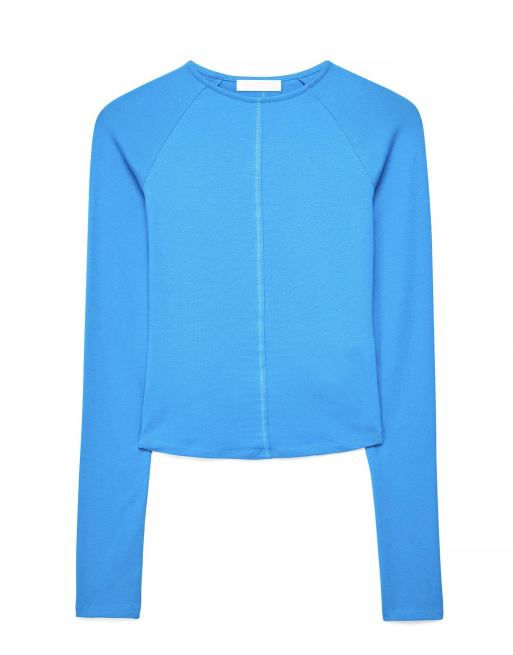 NA-KD Langärmliges Jersey-Oberteil mit abgerundetem Saum in Blau, 4 von 5