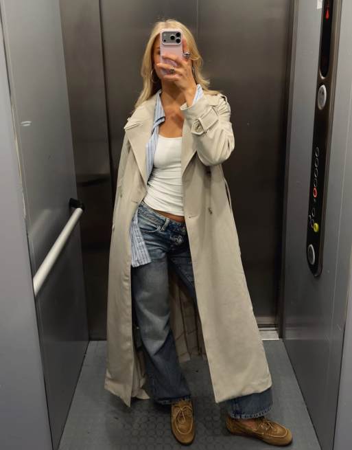 NA-KD langer Trenchcoat in Beige, 4 von 5