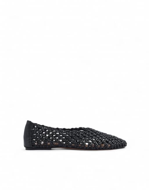 NA-KD Leather knotted ballerinas in black, 3 of 5