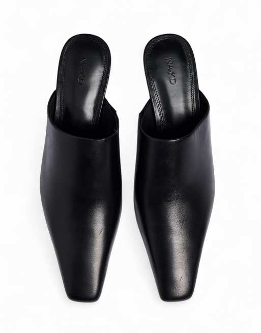 NA-KD Leather mules in black, 3 of 4