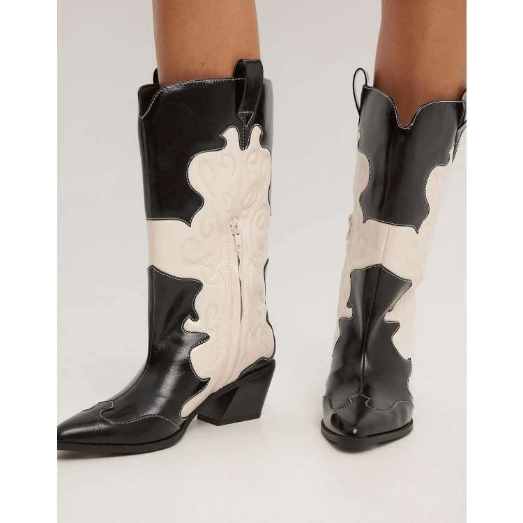 Black and white western boots best sale