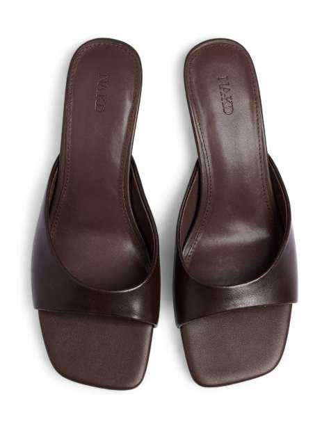 NA-KD Leder-Mules in Braun - view 1