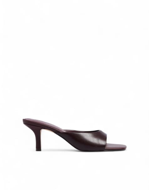 NA-KD Leder-Mules in Burgunderrot - view 1