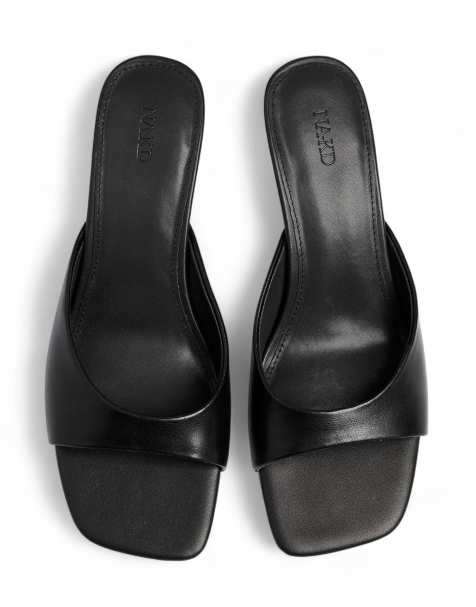 NA-KD Leder-Mules in Schwarz - view 1