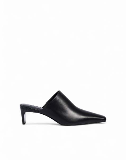 NA-KD Leder-Mules in Schwarz - view 1