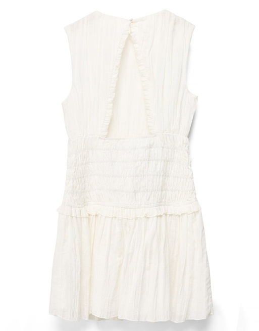 NA-KD Leinenmix ärmelloses Smock-Minikleid in Weiß, 5 von 5
