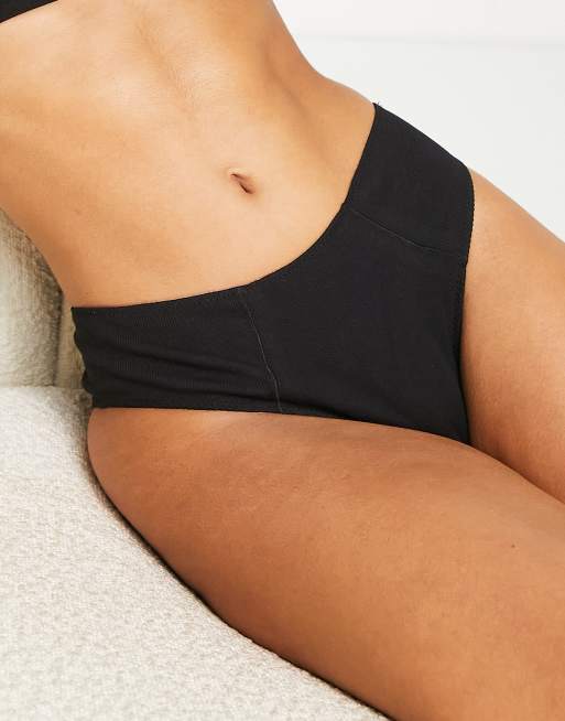 NA-KD Lenia high waisted brazilian briefs in caviar