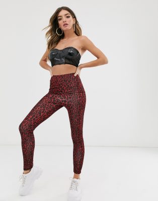 NA-KD LEOPARD PRINT LEGGINGS-RED 1018-002473-0919