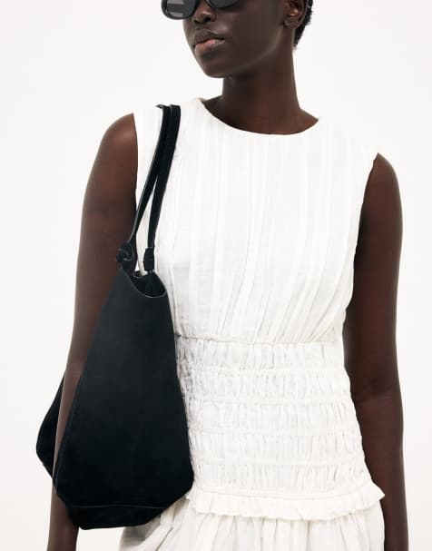 NA-KD Linen blend sleeveless smock mini dress in white - view 1