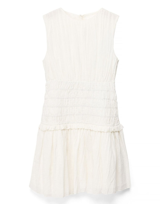 NA-KD Linen blend sleeveless smock mini dress in white, 4 of 5