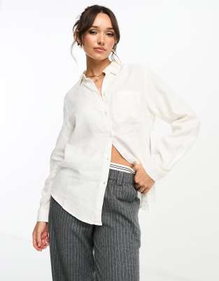 NA-KD linen shirt in white - ASOS Price Checker