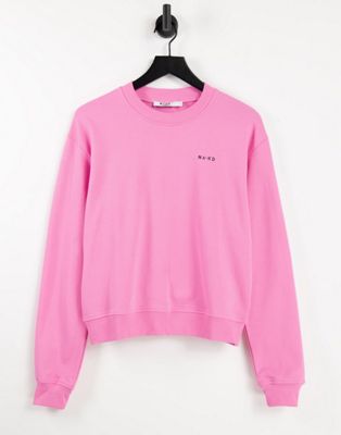 NA-KD logo print sweatshirt in dusty pink