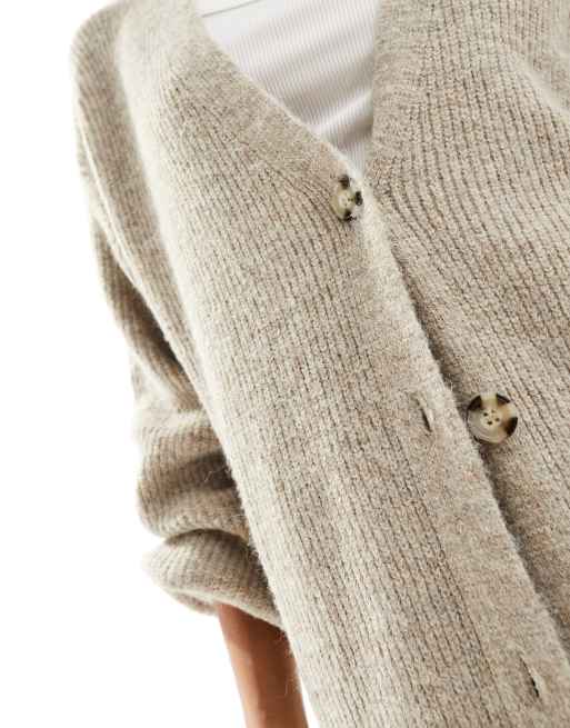 NA-KD long line knitted cardigan in light beige