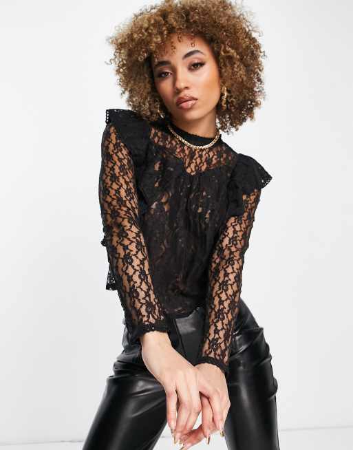 Black Long Sleeve Lace Top