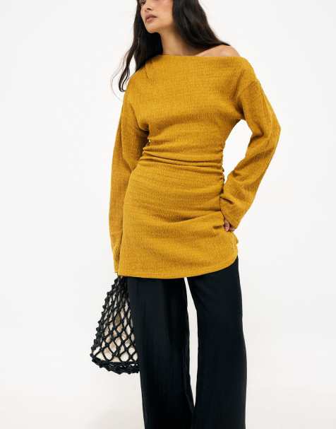 NA-KD Long sleeve mini dress in mustard - view 1