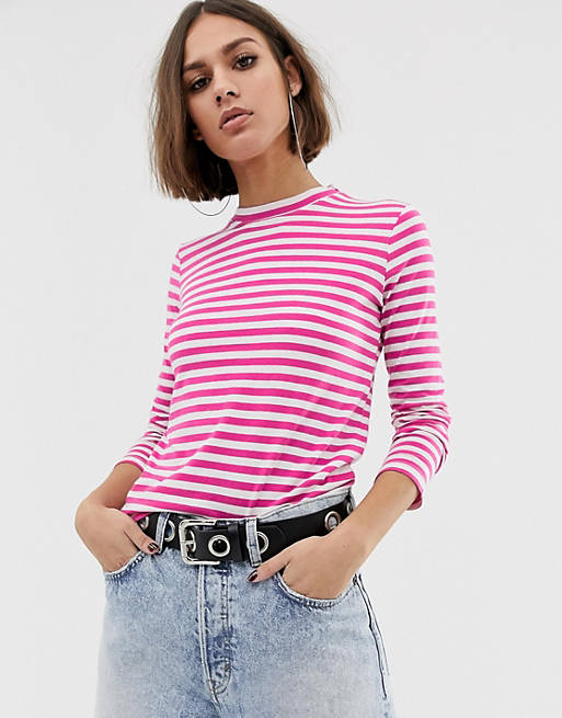 Na-kd long sleeve top in stripe pink and white | ASOS