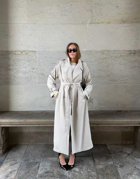 NA-KD Long trenchcoat in beige